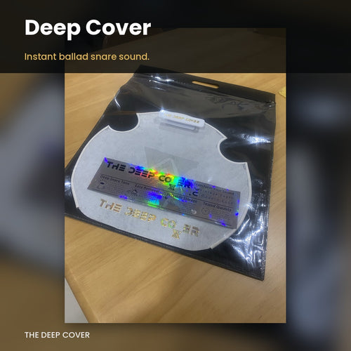 Deep Cover ballad-style snare muffle in its retail packaging on a wooden table